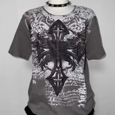 Cross Print Heavy Cotton T-Shirt