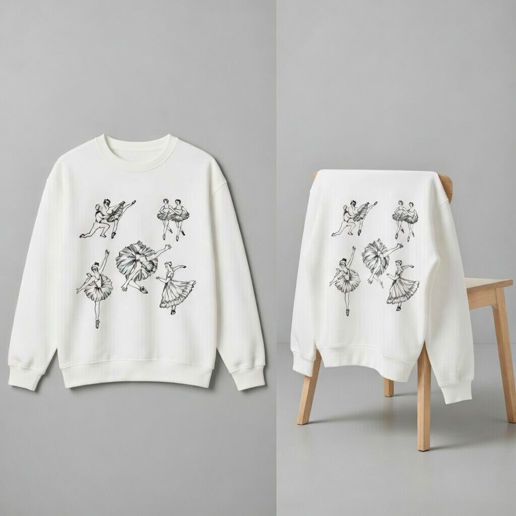 %100 Heavy cotton sweater in white balerina design